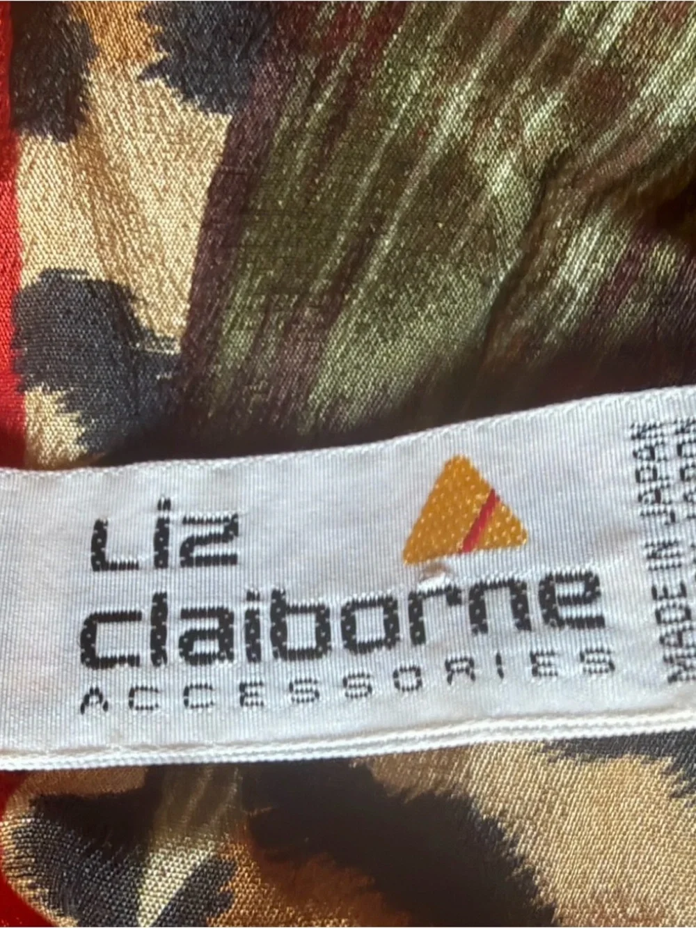 Vintage Liz Claiborne Silk Scarf Mens Ascot Leopard Tropical 30x30 Floral Japan